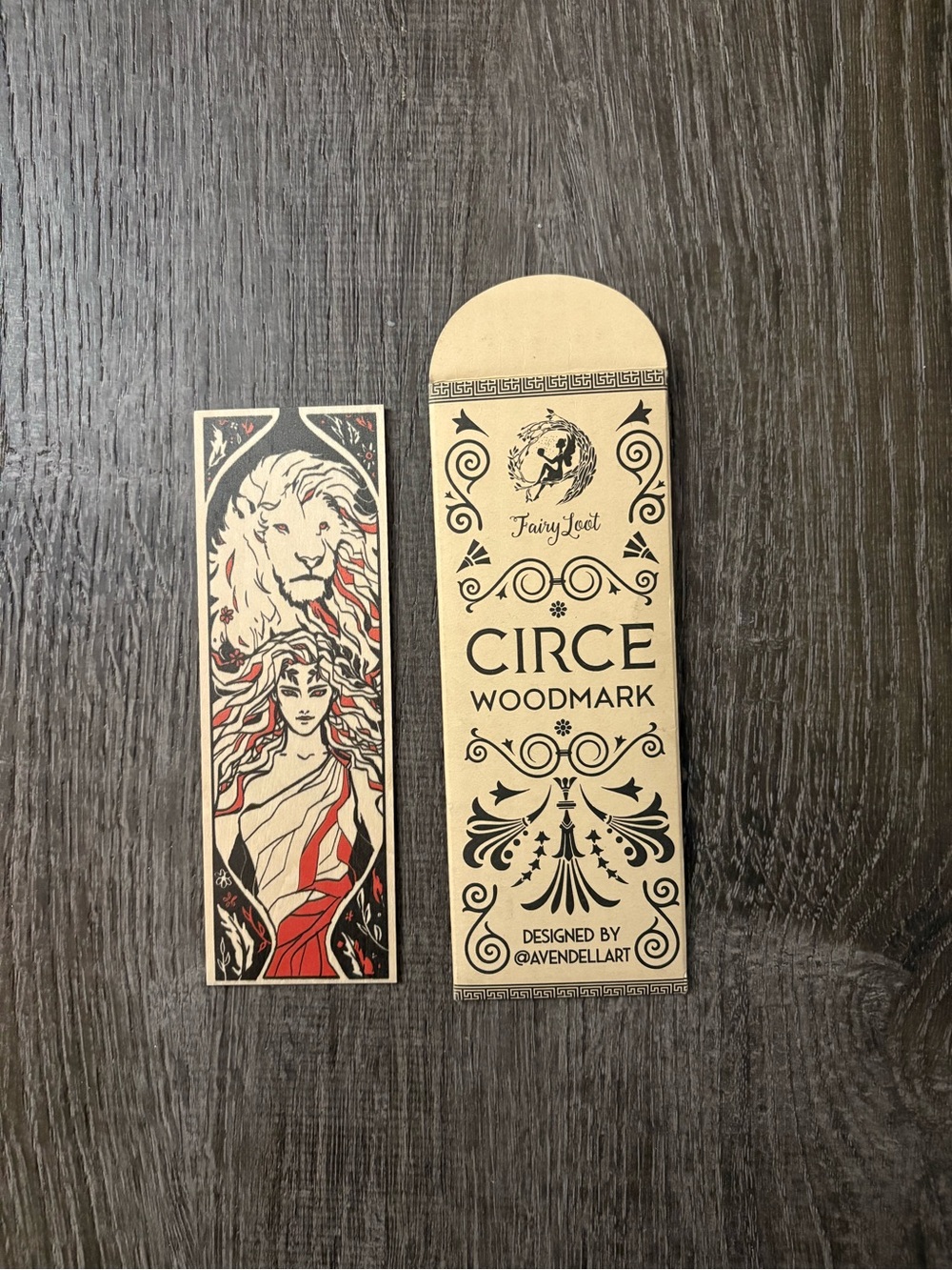 Circe Woodmark Wooden Bookmark by FairyLoot - Black and Red